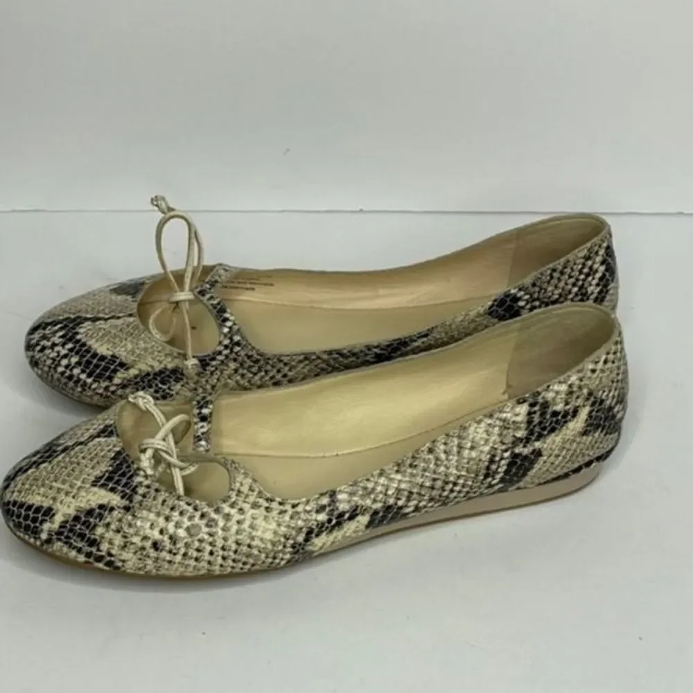 Cole Haan Snake Print Leather Tie Flats